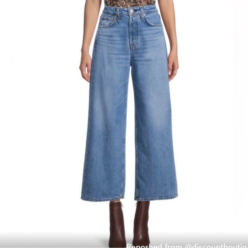 rag & bone New York ruth super high rise wide leg ankle Jeans frant color sz 29 - Picture 3 of 12